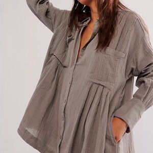 Free People The Voyager Shirtdress blue size L